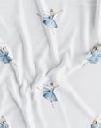 MOMM Exklusive Satin Design Bettwäsche La Ballerina mit Ballerina im blauen Tuu