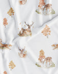 MOMM Exklusive Satin Design Bettwäsche Forte mit Hirschen im Herbstwald