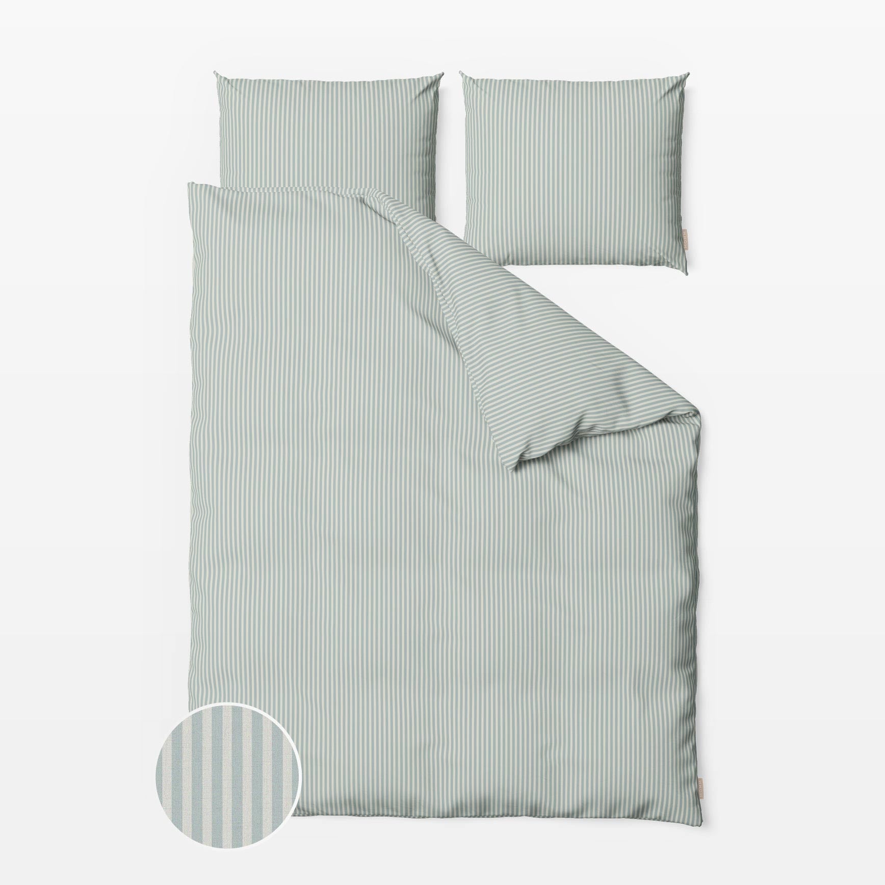 MOMM Flanell Bettwäsche mit feinem Linienmuster aus 100% Baumwolle in der Farbe mint