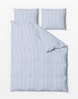 MOMM Linea Halbleinen Bettwäsche aus natürlichem Leinen und Baumwolle in der Farbe blau und weiss gestreift