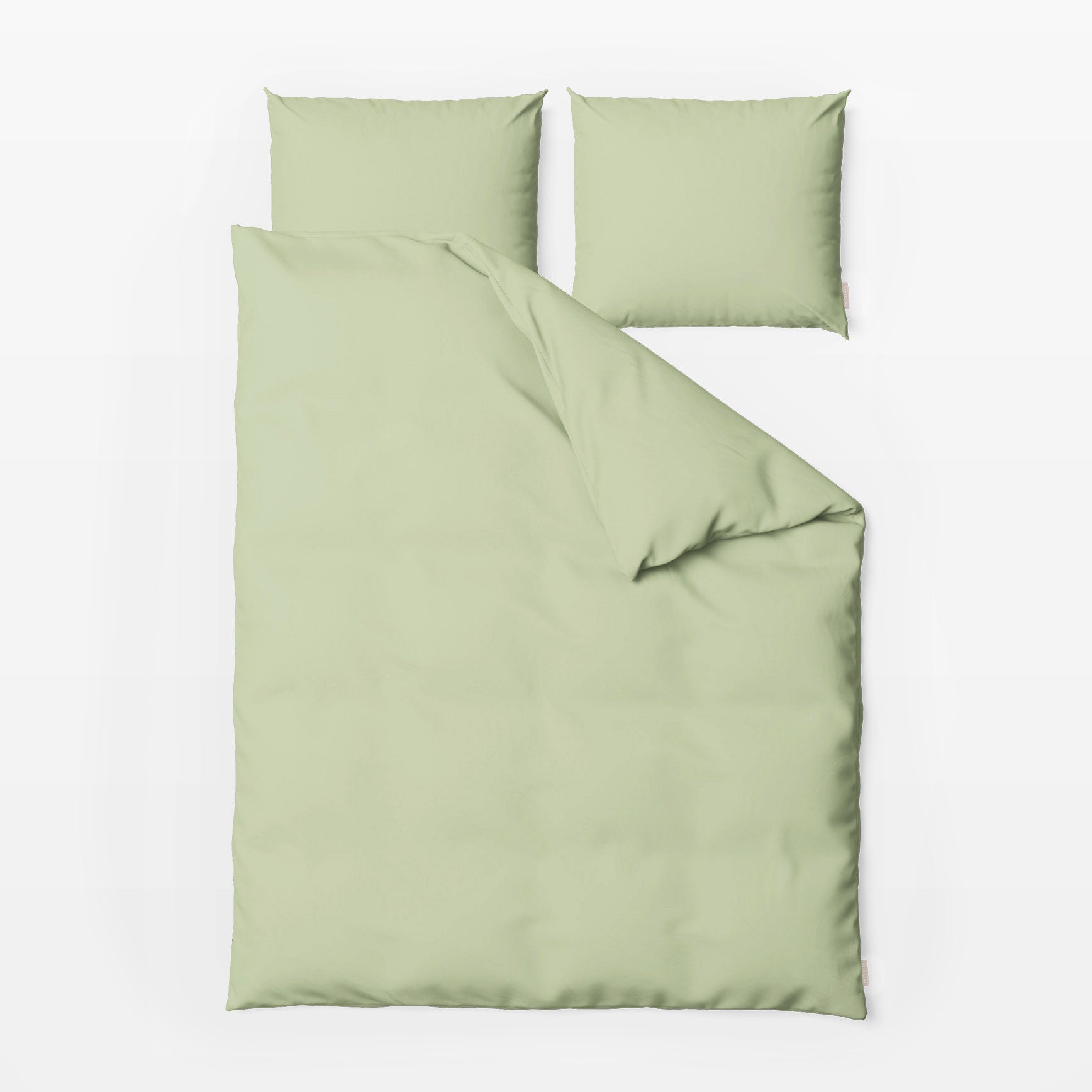 MOMM Pure Washed Satin Bettwäsche aus 100 % GIZA-Baumwolle in der Farbe grün