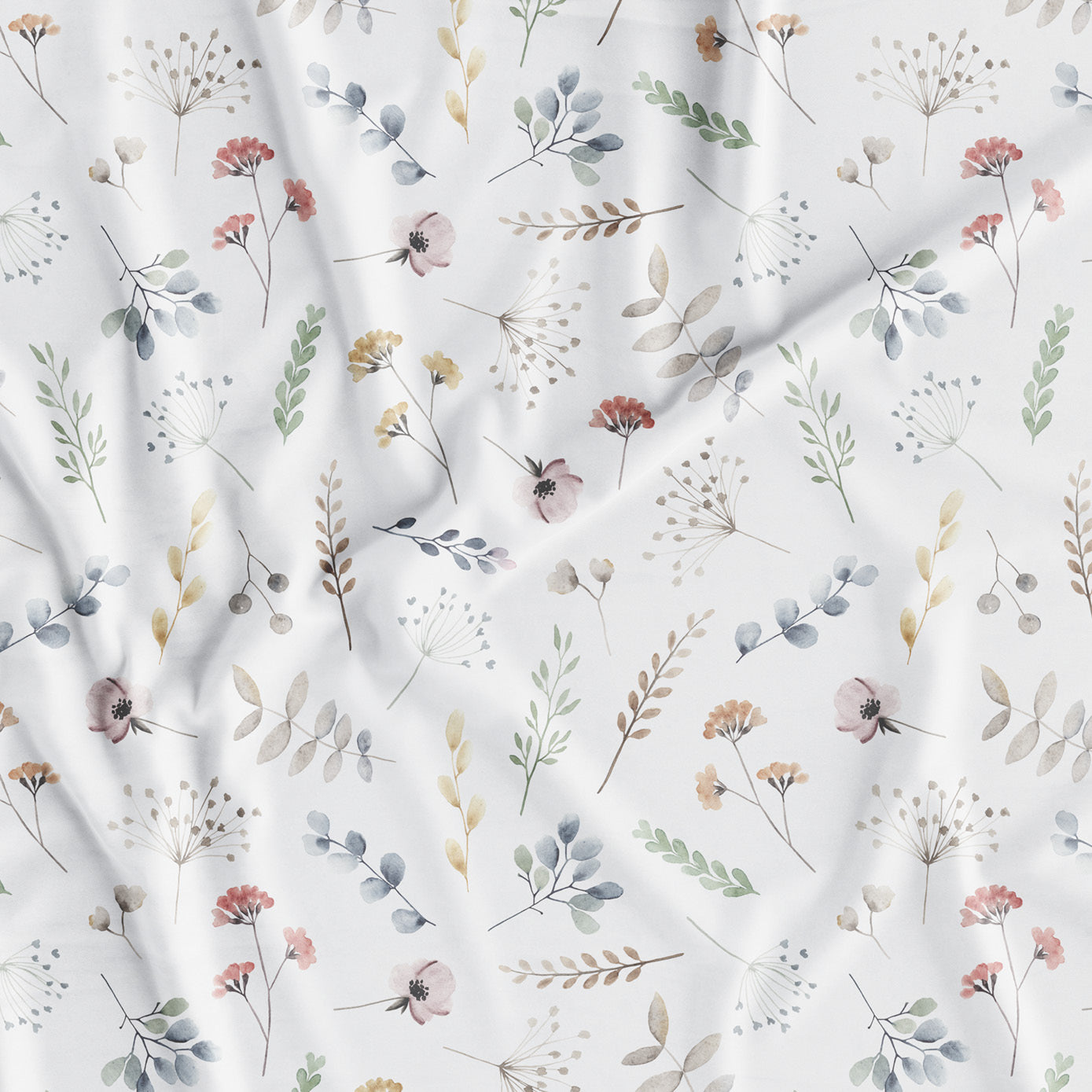 MOMM Exklusive Satin Design Bettwäsche Pianta della Vita mit farbenfrohen Wildblumen