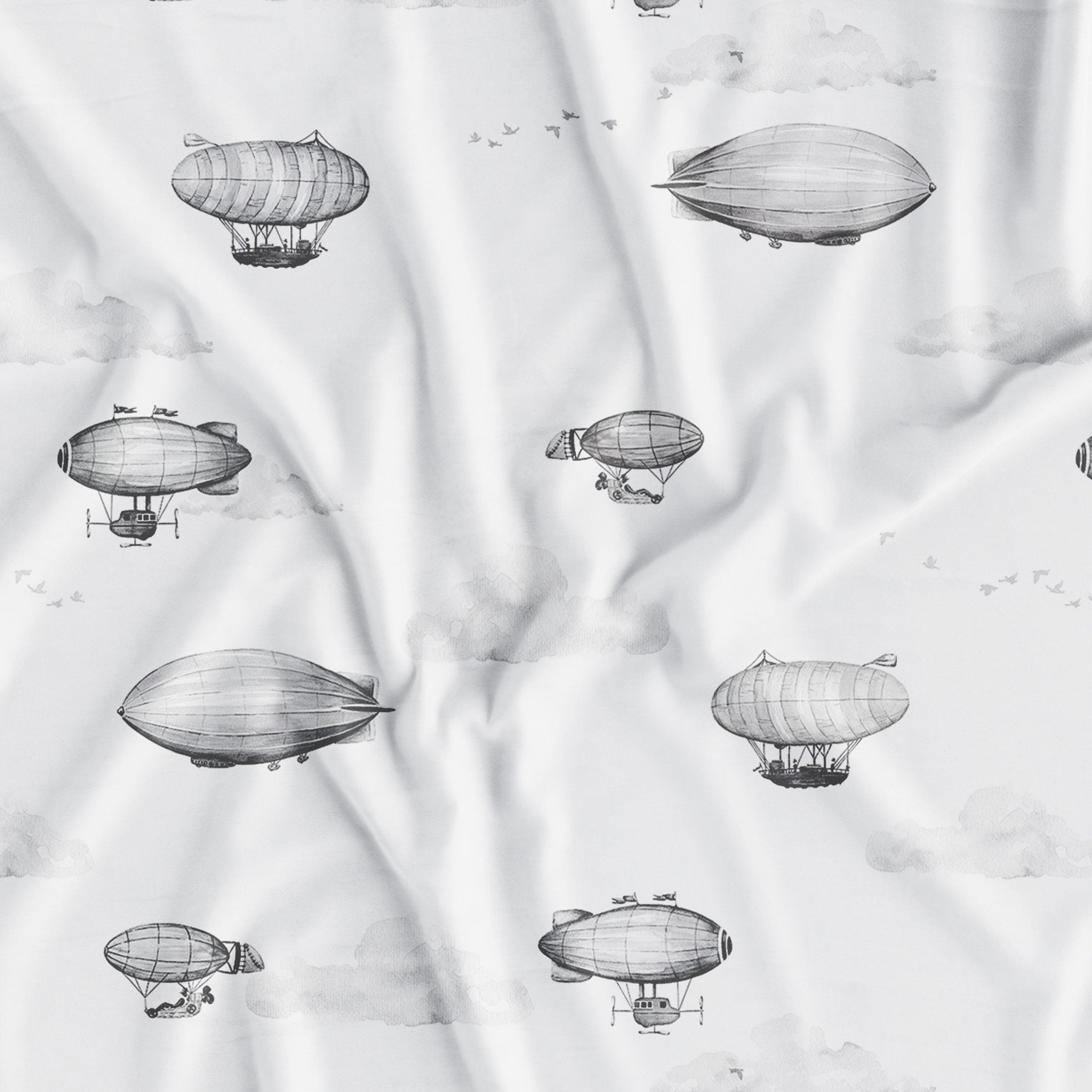 MOMM Exklusive Satin Design Bettwäsche Von Zeppelin I mit Zeppelin Motiv in schwarz und weiss