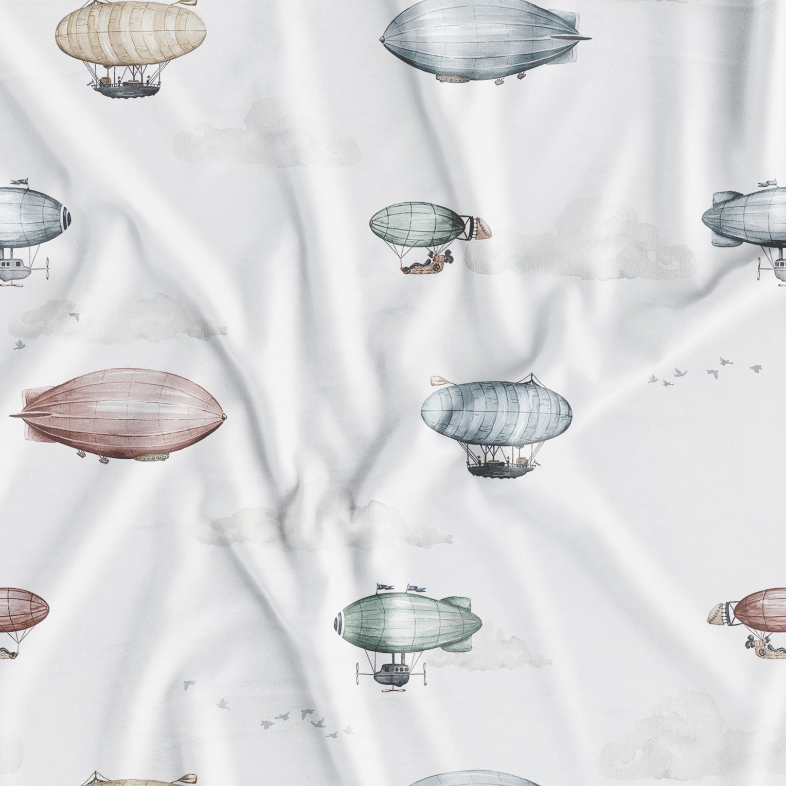 MOMM Exklusive Satin Design Bettwäsche Von Zeppelin II mit Zeppelin Motiv in bunten Farben