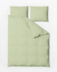 MOMM Pure Washed Satin Bettwäsche aus 100 % GIZA-Baumwolle in der Farbe grün